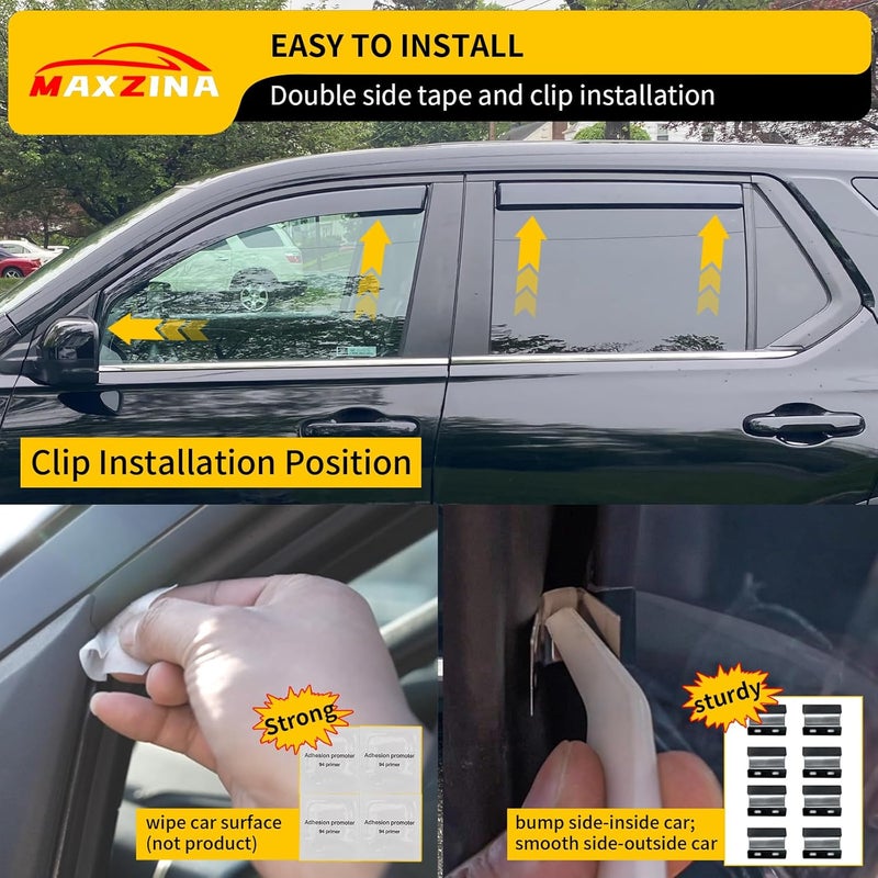 Maxzina Visor Rain Guards Compatible with 2023-2025 2026 Honda Pilot Front and Rear in-Channel Window Visors Wind Deflectors Weather Shield for 2024 Pilot 4PCS Accessories - Image 5